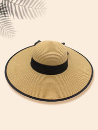 Elegant Sun Wide Brim Straw Hat with Black Trim
