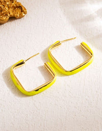 18K Gold-Plated Square Enamel Earrings