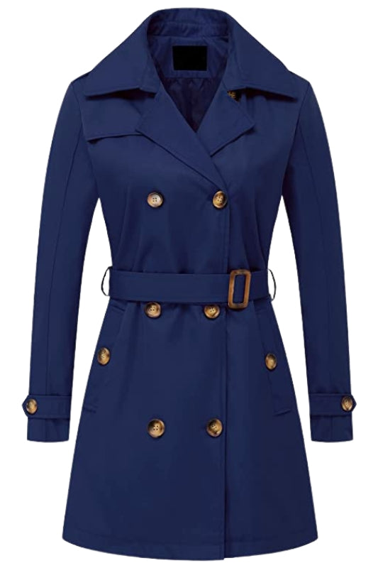 Vince Blue Cotton selling Double Breasted Trench Coat Sz Lg NWOT