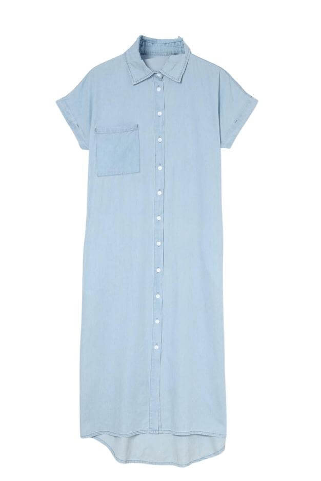 knee length dresses for ladies Blue Collared Button Down Belt Tie Midi Dress *FINAL SALE* – SSYS main image 1