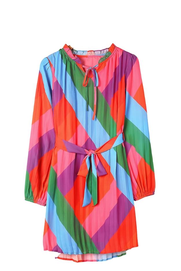 Color Block Pleated Long Sleeve Dress Jolie Vaughan Boutique Color Block Pleated Long Sleeve Dress Jolie Vaughan Boutique