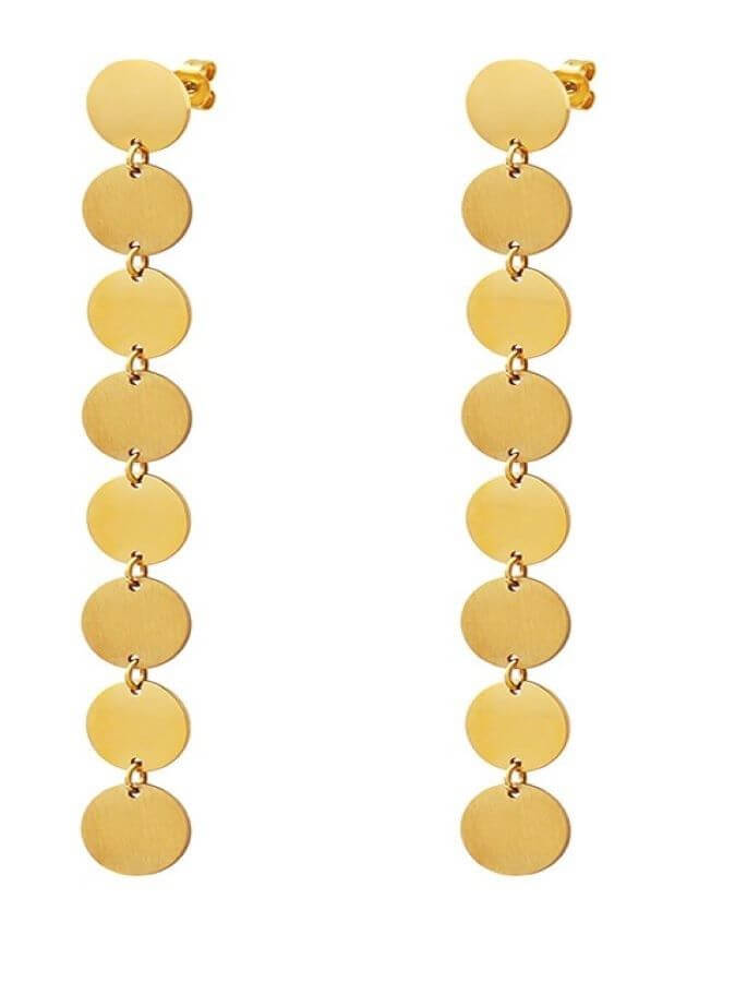 Elegant Disc Titanium Drop Earrings