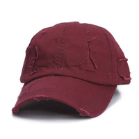 Ponytail Baseball Hat - Ripped Vintage Washed Cotton Cap