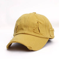 Ponytail Baseball Hat - Ripped Vintage Washed Cotton Cap