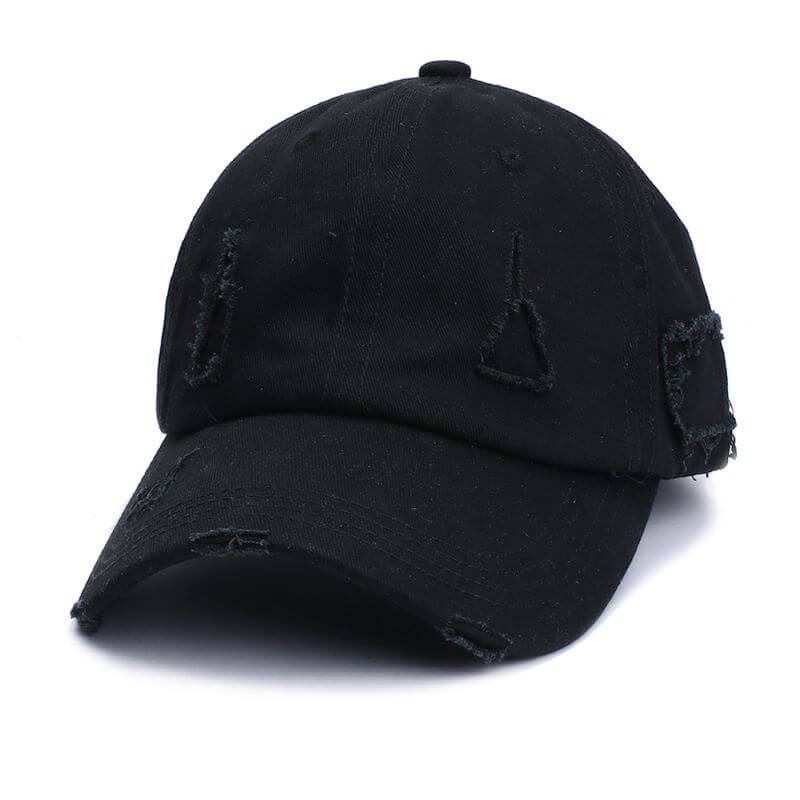 Ponytail Baseball Hat - Ripped Vintage Washed Cotton Cap