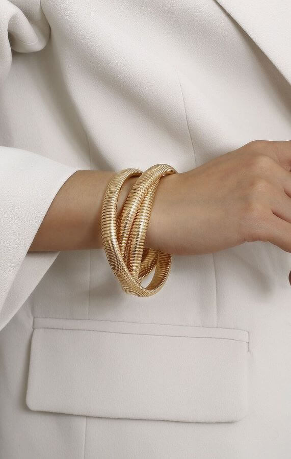 Golden Cobra Triple-Stack Bangle