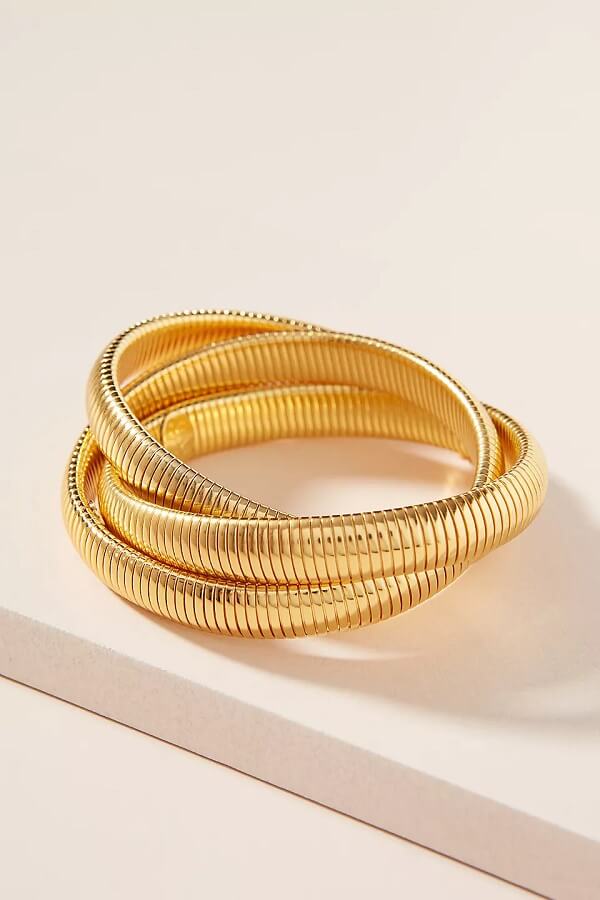 Golden Cobra Triple-Stack Bangle