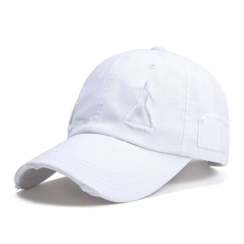 Ponytail Baseball Hat - Ripped Vintage Washed Cotton Cap