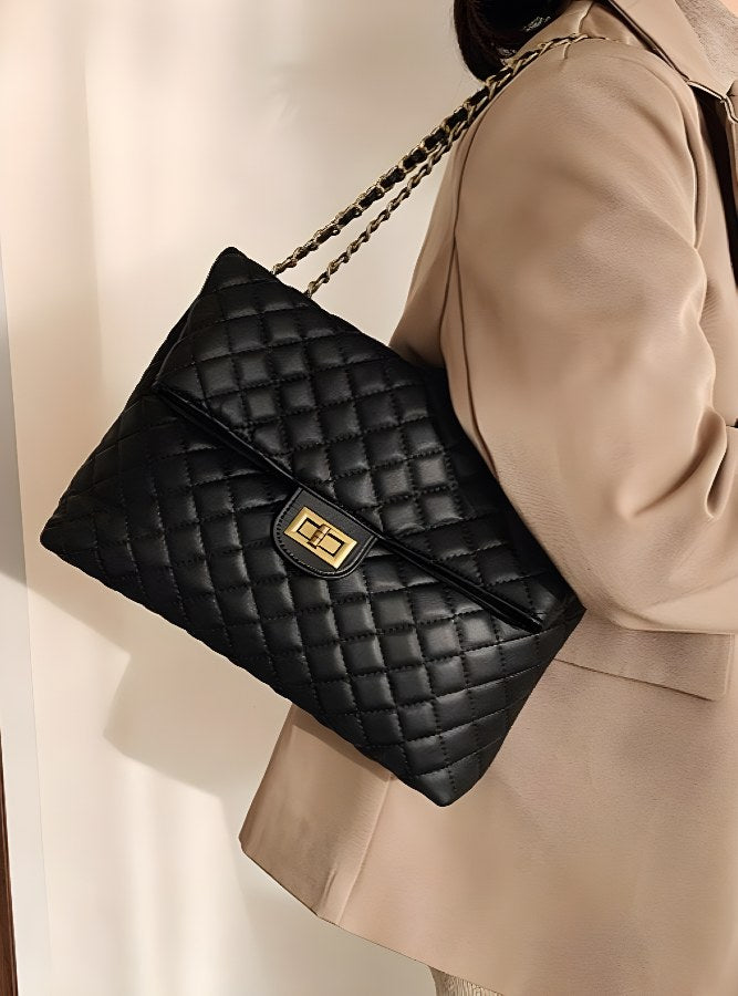 Black quilted cheap shoulder bag