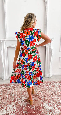 Lightweight fabric- Comfortable dress- Garden party dress- Feminine style- Dress detail- Unique print- Trendy design- Breathtaking beauty- Resort wear- Maxi dress- Dress silhouette- Floral pattern- Warm weather dress- Vacation dress- Fashion-forward dress- Designer dress- Spring/summer collection