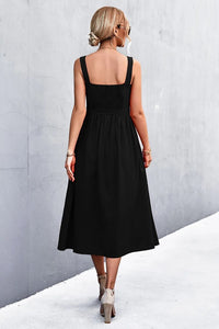 Sleeveless Square-Neck Midi Dress