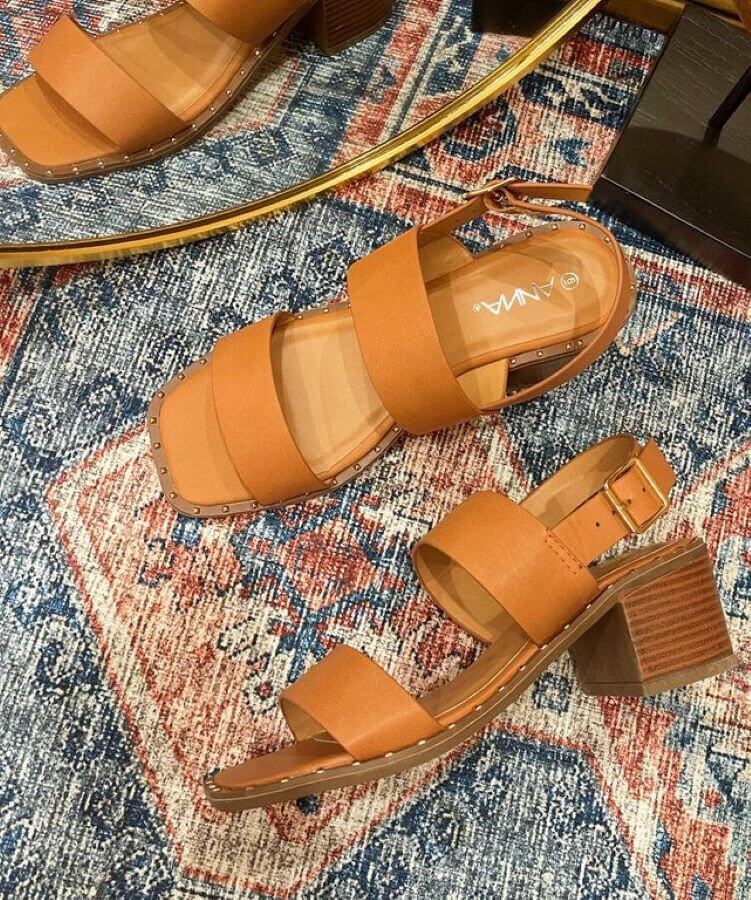 Square Toe Block Heel Sandals