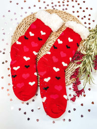COMFY & COZY-FLEECE LINED-NON SLIP GRIPPERS-PERFECT GIFTS-SHERPA SOCK-WOMENS 3 PACK OF SHERPA SOCKS-GEOMETRIC DESIGN-GIFT SET-VALENTIES GIFTS