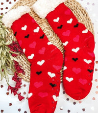 COMFY & COZY-FLEECE LINED-NON SLIP GRIPPERS-PERFECT GIFTS-SHERPA SOCK-WOMENS 3 PACK OF SHERPA SOCKS-GEOMETRIC DESIGN-GIFT SET-VALENTIES GIFTS