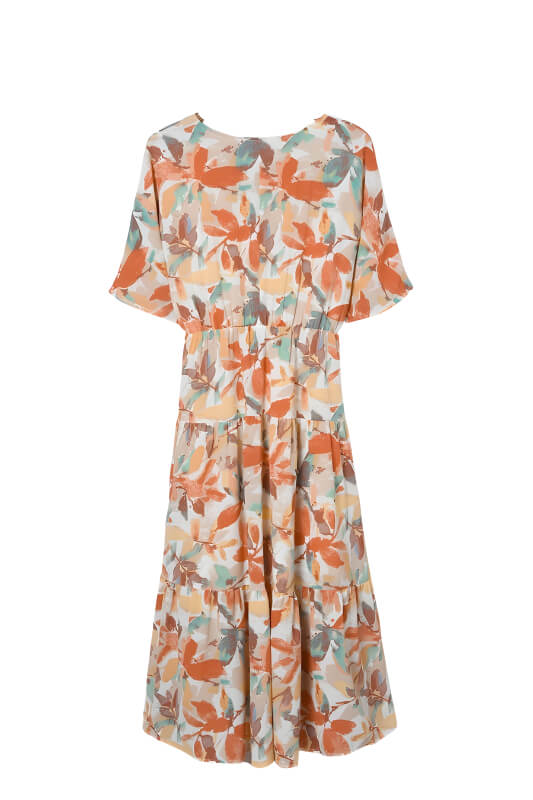 Watercolor Print Relaxed Short Sleeve Dress