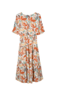 Watercolor Print Relaxed Short Sleeve Dress