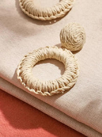 Woven Circular Raffia Drop Earrings