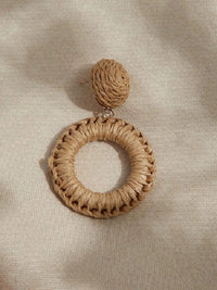 Woven Circular Raffia Drop Earrings