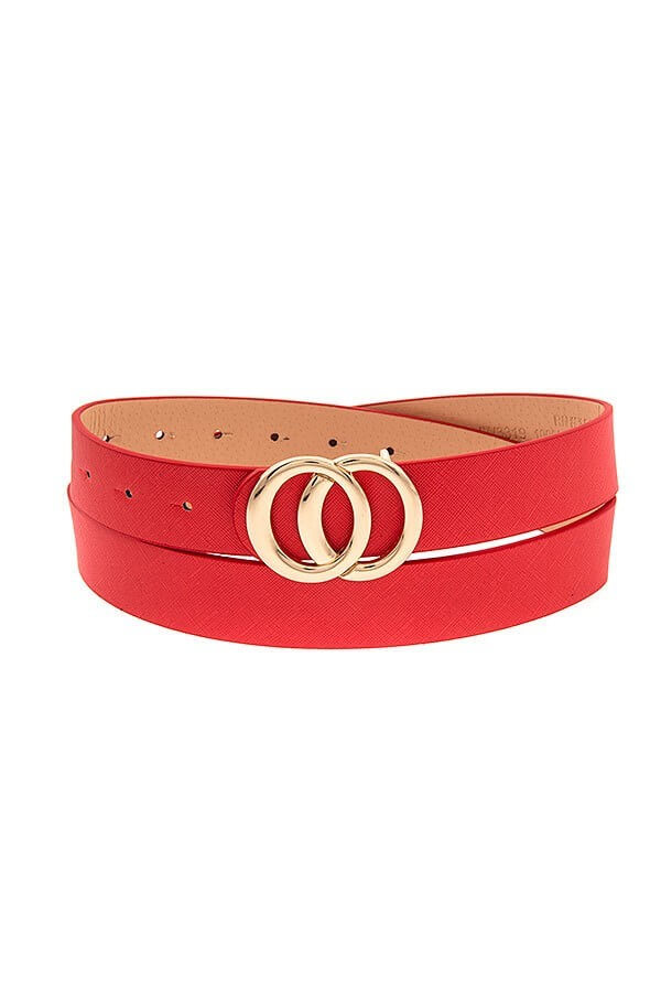 belt, mainly because of its fabulous double-circle buckle. It's perfect for dressing up or down. With a durable cowhide leather feel soft yet durable. red belt-yellow belt-coral belt women's belts