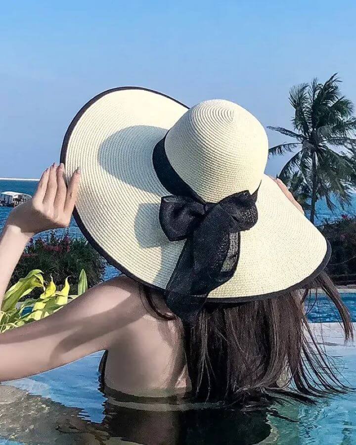 Women Large Brim Straw Hat Breathable Beach Hats Ladies Vintage