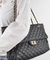Black Quilted Chain Shoulder Bag
