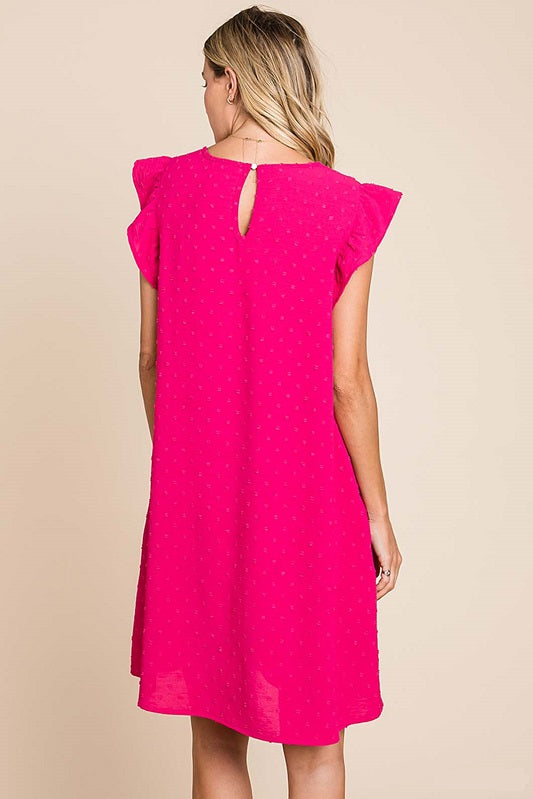 Swiss Dot Ruffle Sleeve Dress