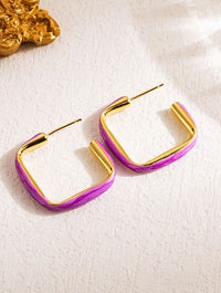 18K Gold-Plated Square Enamel Earrings