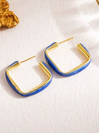 18K Gold-Plated Square Enamel Earrings