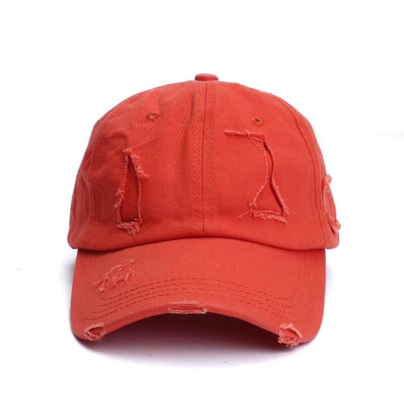 Ponytail Baseball Hat - Ripped Vintage Washed Cotton Cap