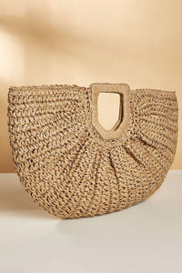 Raffia Curved Half-Moon Straw Bag