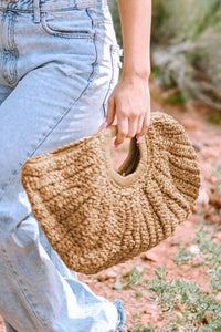 Raffia Curved Half-Moon Straw Bag