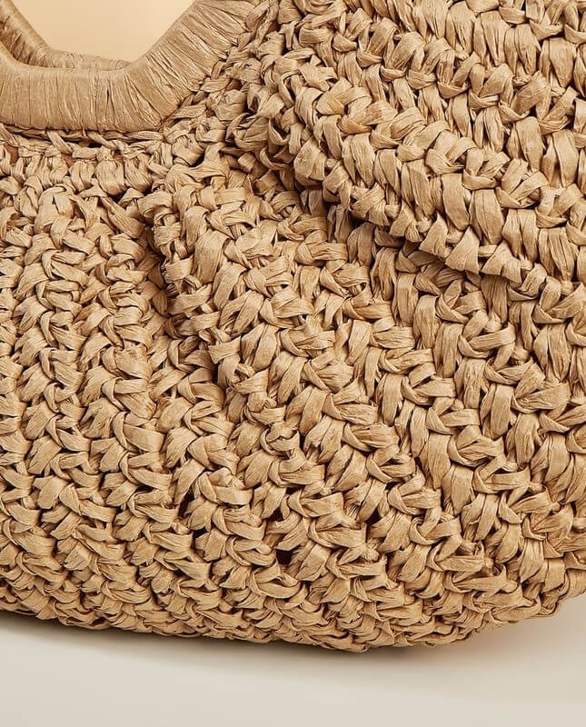 Raffia Curved Half-Moon Straw Bag