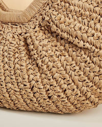 Raffia Curved Half-Moon Straw Bag