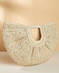 Raffia Curved Half-Moon Straw Bag