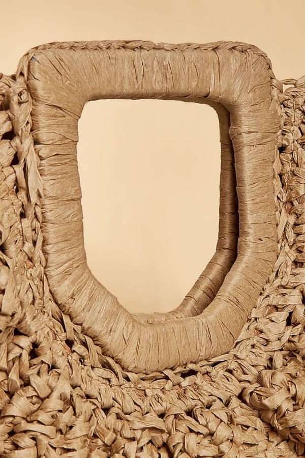 Raffia Curved Half-Moon Straw Bag