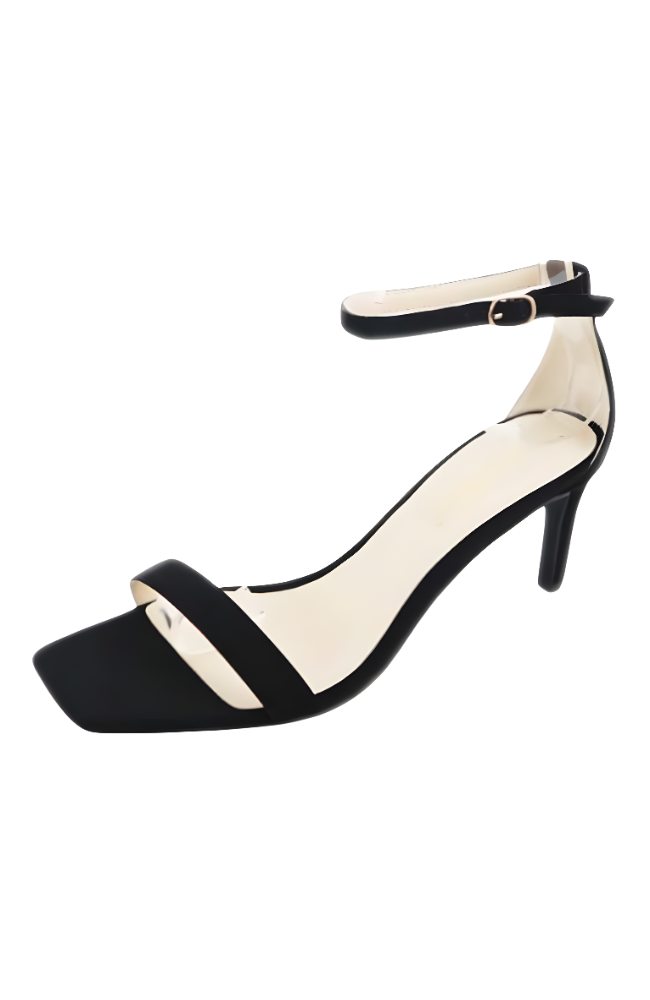 Black strappy hotsell kitten heel shoes