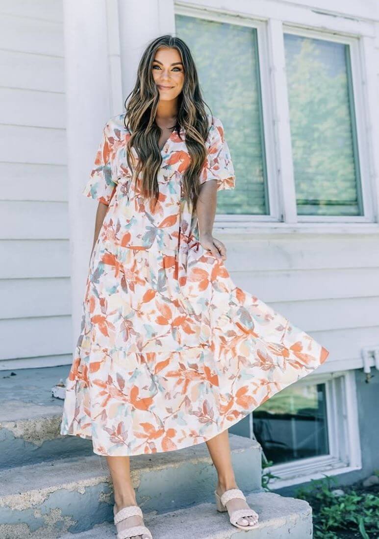 Watercolor Print Relaxed Short Sleeve Dress