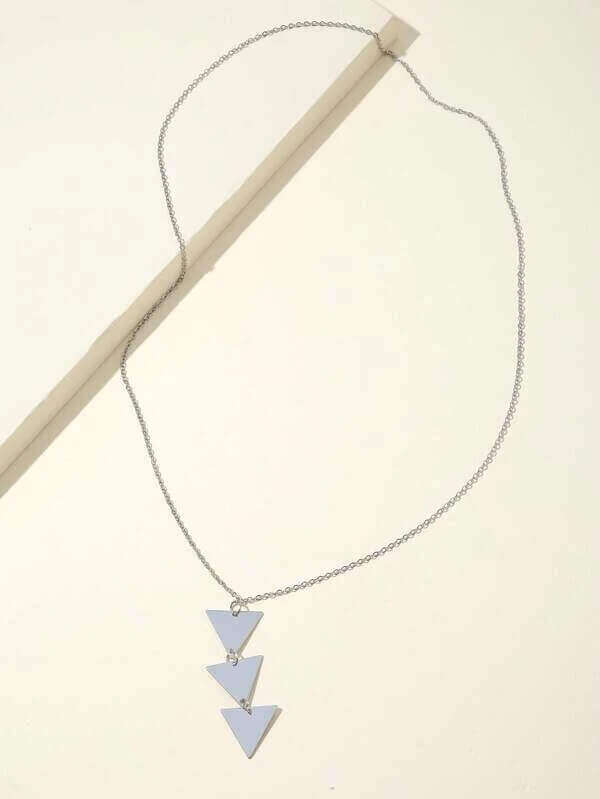 Modern Long Triangle Pendant Necklace