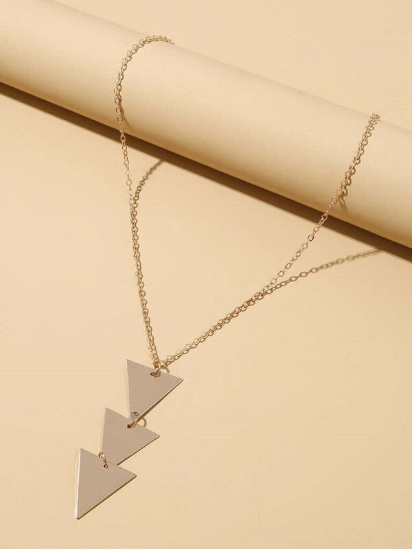 Modern Long Triangle Pendant Necklace
