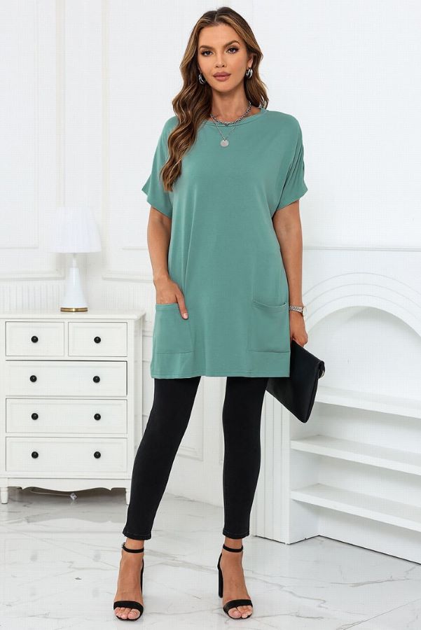Short sleeve tunic dress is super soft and comfortable. A higher V-neck, along with side on-seam pockets trim the effortlessly trendy look-T shirt dresses for women-t-shirt dresses for women-banana republic-summer dresses 2021-summer work dresses-Short sleeve summer tunic dress, higher V-neck and side on-seam pockets. This short sleeve tunic dress is super soft and comfortable.