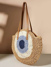 Evil Eye Straw Tote Bag