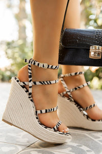Trendy design sandals-Adjustable fit espadrille sandals-Unique tigers print shoes-Statement-making summer sandals-Tigers print wedge platform sandals-Fashion-forward ankle buckle sandals-Espadrille sandals for LSU and Auburn Tigers fans-Stylish summer footwear with tigers print-Elevated gameday sandals for Tigers fans-Trendy platform sandals for LSU and Auburn supporters