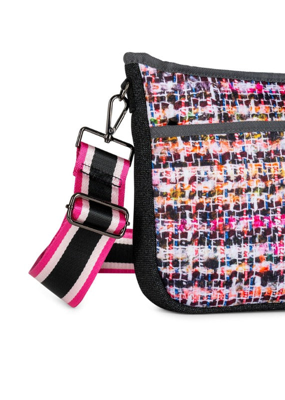 hello happiness camo striped neoprene tote, neoprene stripe tote, neoprene tote with stripe, striped neoprene tote bag, mini neoprene bag, mini neoprene crossbody, mini neoprene tote, neoprene backpack mini, neoprene mini tote, neoprene casual messenger bag-haute shore makeup bag