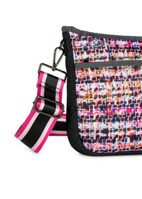 hello happiness camo striped neoprene tote, neoprene stripe tote, neoprene tote with stripe, striped neoprene tote bag, mini neoprene bag, mini neoprene crossbody, mini neoprene tote, neoprene backpack mini, neoprene mini tote, neoprene casual messenger bag-haute shore makeup bag