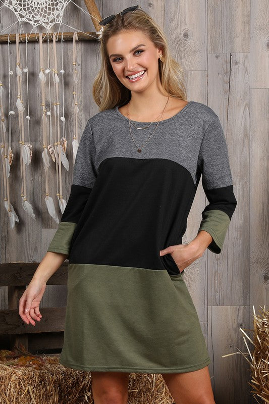 French Terry Tunic Dress with Pockets freeshipping - Mature Women's Clothing Online | Jolie Vaughan Boutique