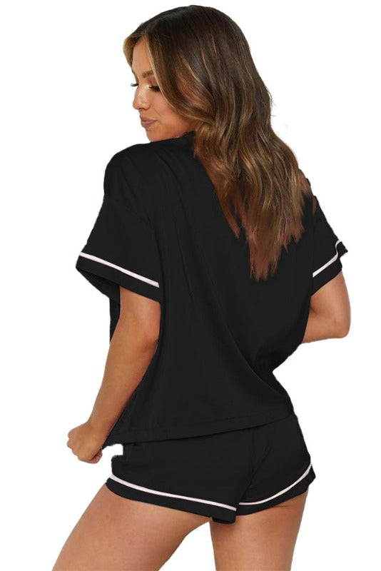 Satin Pajama Shirt & Shorts Set - Jolie Vaughan | Online Clothing Boutique near Baton Rouge, LA