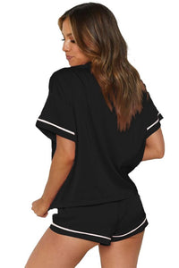 Satin Pajama Shirt & Shorts Set - Jolie Vaughan | Online Clothing Boutique near Baton Rouge, LA