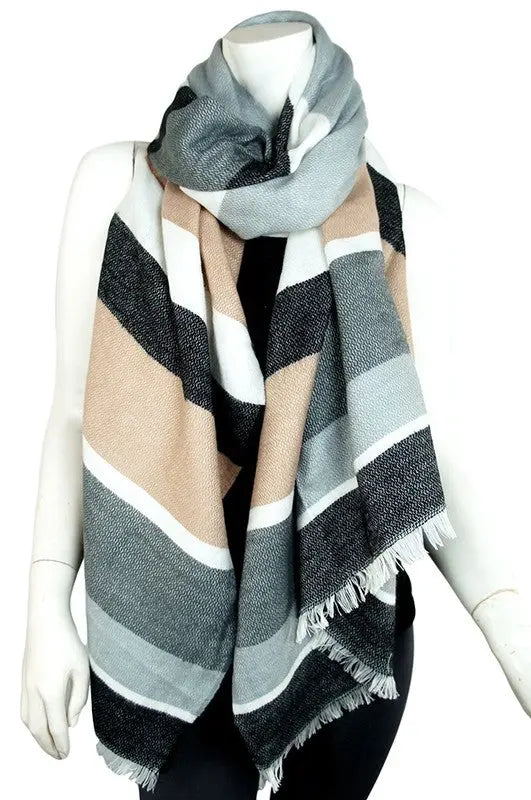 Addison Multicolor Striped Fringe Scarf Jolie Vaughan | Online Clothing Boutique near Baton Rouge, LA