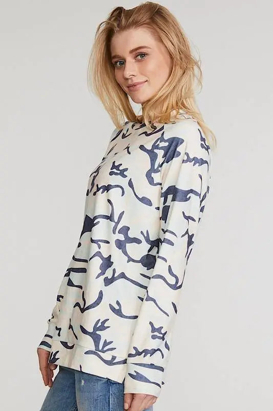 Amelia Relaxed Camouflage Print LS Tee Jolie Vaughan | Online Clothing Boutique near Baton Rouge, LA
