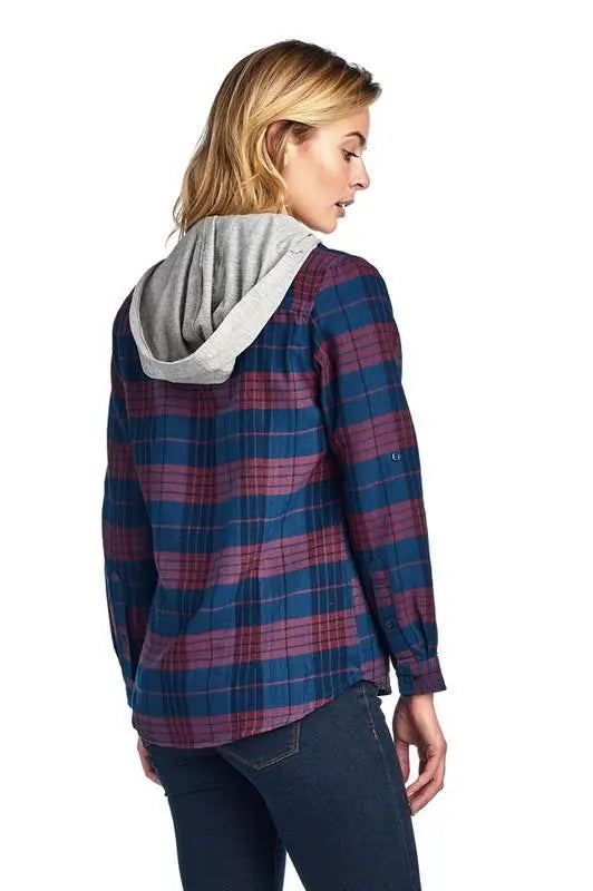 Checked shirt best sale hoodie women's